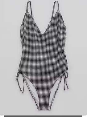 aerie Black & White Gingham One-Piece Swimsuit